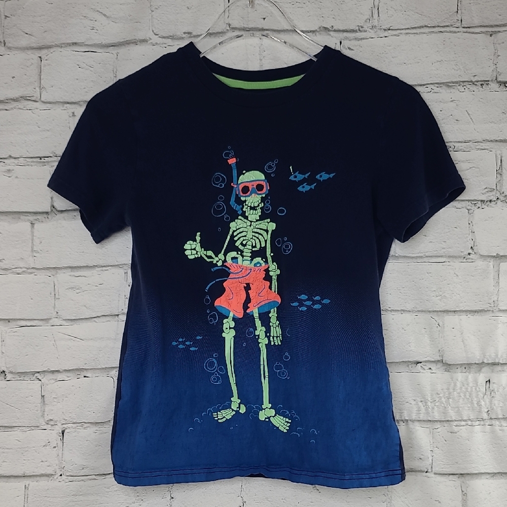 Circo Short-Sleeve Relaxed Fit Glow in the Dark Skeleton Graphic Tee Blue Multi